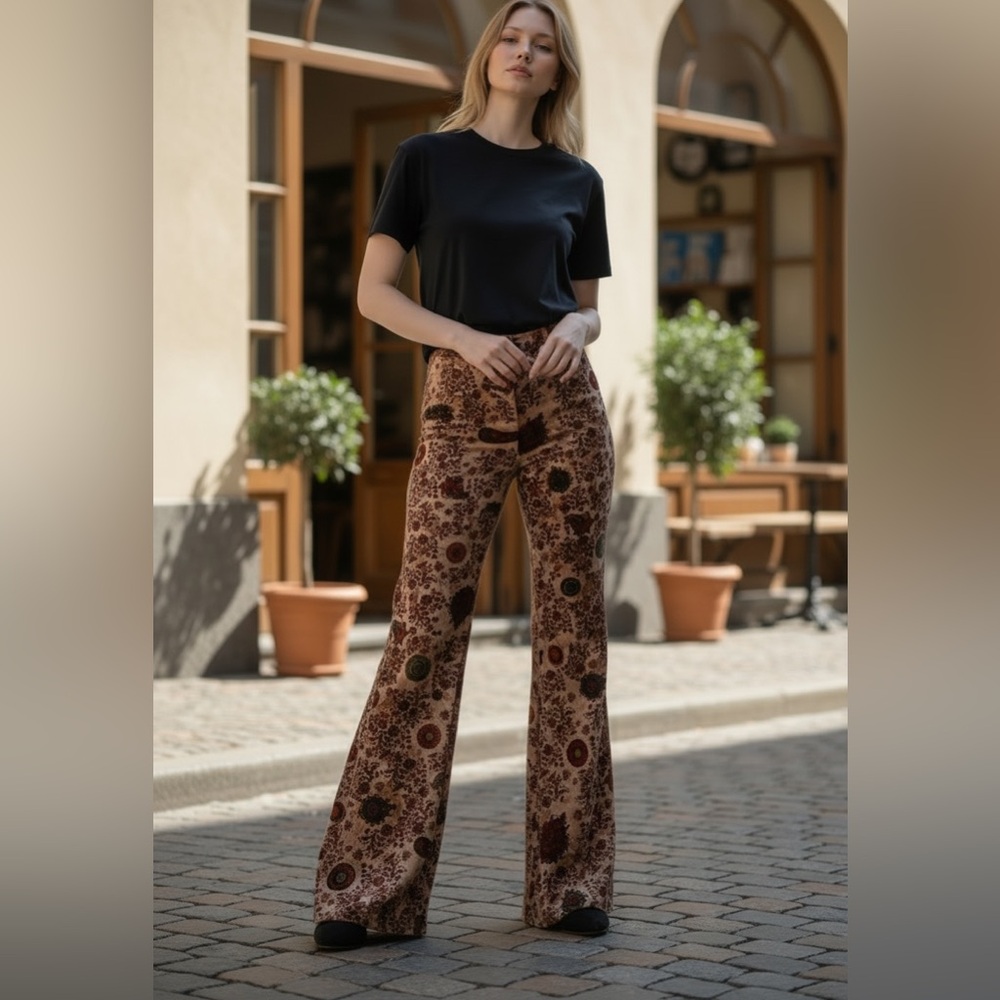 Via Masini Floral Wide Leg Pants